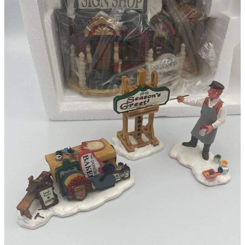 NOB LEMAX CADDINGTON VILLAGE Sign Shop 2003 Christmas Retired 35884M Light Cord